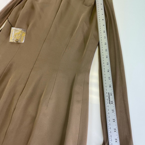 VERA WANG Brown Mesh Sleeve Dress Choker Size 10 - Picture 9 of 11